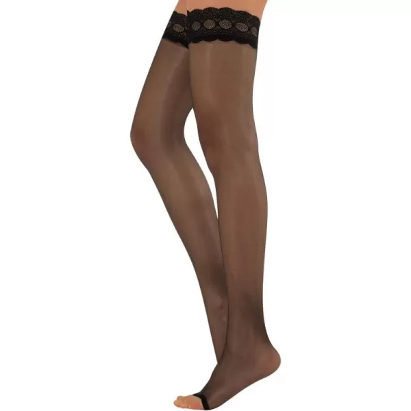 CALZITALY Open Toe Hold Ups SheerToeless Stockings for Summer Days and NightsBlack