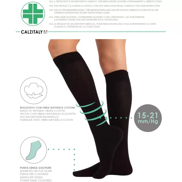 1521 mmHg COTTON COMPRESSION SOCKS  FLIGHT TRAVEL SOCKS  BLUE GREY BLACK  S M L XL XXL  ITALIAN SOCKS Black