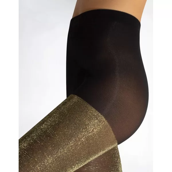 CALZITALY  Opaque Lurex Sparky Tights  Glitter Pantyhose for WomenSM  LXLBlackGold