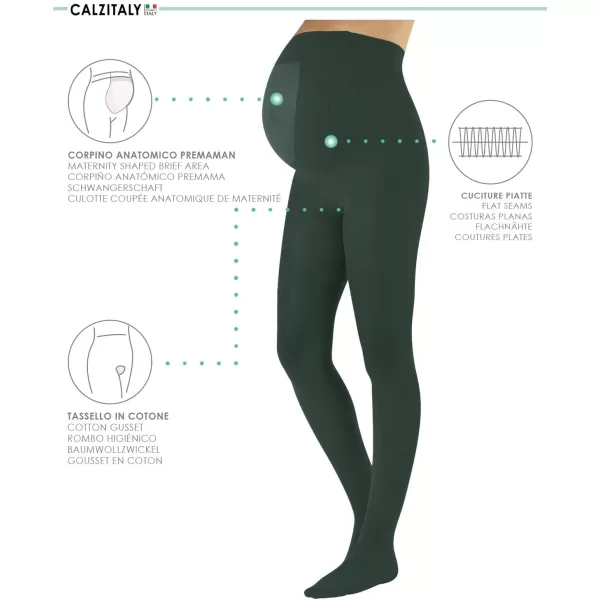 CALZITALY  Opaque Maternity Pantyhose  Pregnancy Tights for Women  100 DEN Italian HosieryDark Green