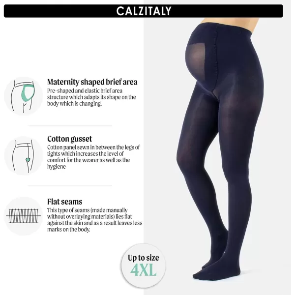 CALZITALY  Opaque Maternity Pantyhose  Pregnancy Tights for Women  100 DEN Italian HosieryNavy