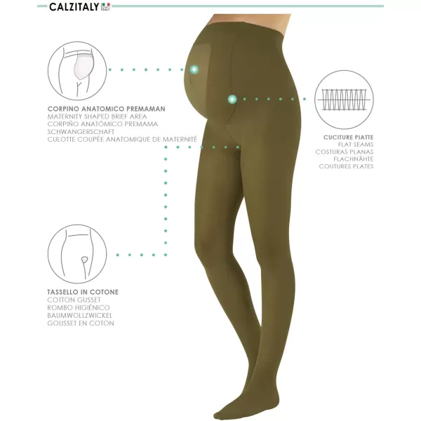 CALZITALY  Opaque Maternity Pantyhose  Pregnancy Tights for Women  100 DEN Italian HosieryOlive Green