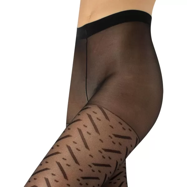 CALZITALY  Sheer Striped Micro Fishnet Tights with Geometric Pattern  Black  SM LXL  20 DEN  Made in ItalyCALZITALY  Sheer Striped Micro Fishnet Tights with Geometric Pattern  Black  SM LXL  20 DEN  Made in Italy