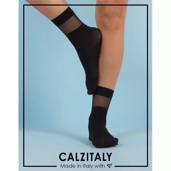 CALZITALY 20 Den 3 Pairs Woman Pop Socks Sheer Ankle Socks Silk Black Italian HosieryCALZITALY 20 Den 3 Pairs Woman Pop Socks Sheer Ankle Socks Silk Black Italian Hosiery