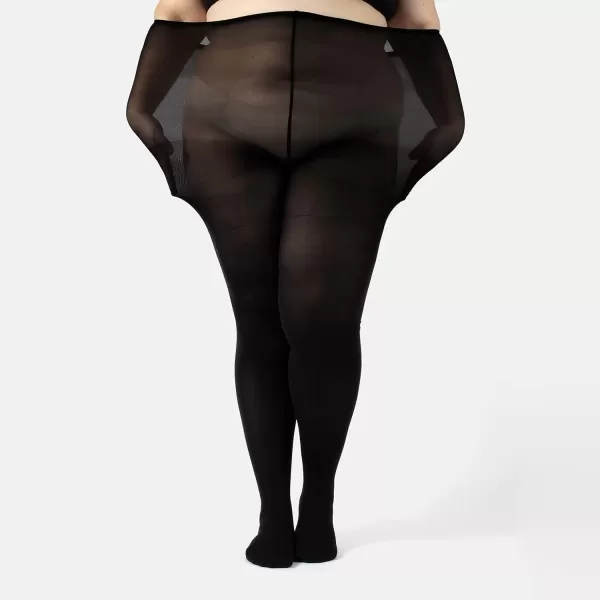 CALZITALY Plus Sizes AntiChafing Opaque Tights  60 DEN  L  4XL  Black  Italian HosieryBlack