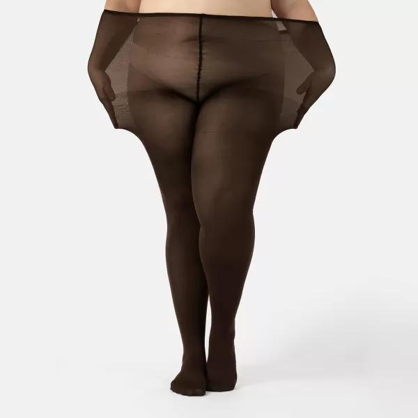 CALZITALY Plus Sizes AntiChafing Opaque Tights  60 DEN  L  4XL  Black  Italian HosieryBrown