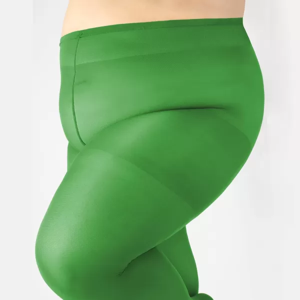 CALZITALY Plus Sizes AntiChafing Opaque Tights  60 DEN  L  4XL  Black  Italian HosieryGreen Apple