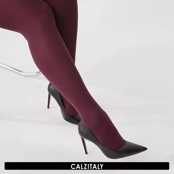 CALZITALY Plus Sizes AntiChafing Opaque Tights  60 DEN  L  4XL  Black  Italian HosieryWine