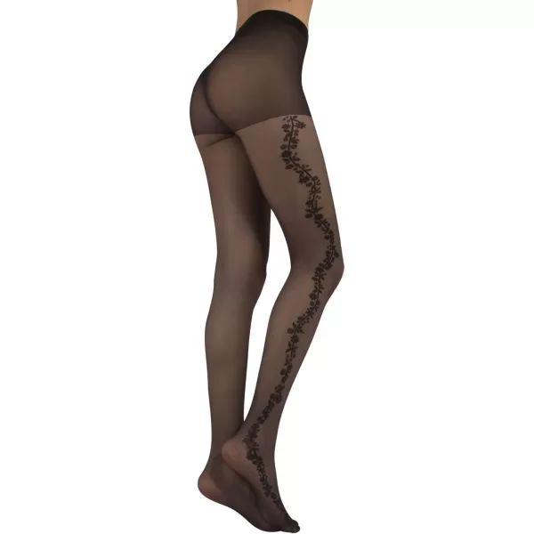 CALZITALY Sheer Woman Tights with Floral Pattern  Pantyhose with Flower Design  25 Den  Black  SM  LXL  Made in ItalyCALZITALY Sheer Woman Tights with Floral Pattern  Pantyhose with Flower Design  25 Den  Black  SM  LXL  Made in Italy