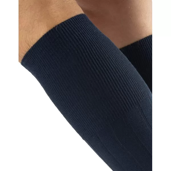 CALZITALY Two Pairs Men Ribbed Warm Cotton KneeHigh Socks  7595 1012  Made in ItalyBlue