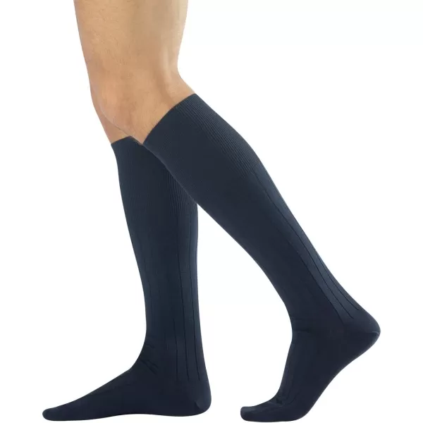 CALZITALY Two Pairs Men Ribbed Warm Cotton KneeHigh Socks  7595 1012  Made in ItalyBlue