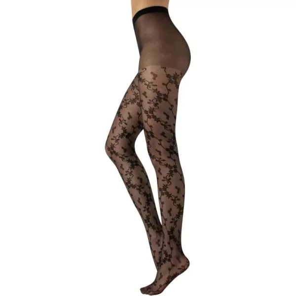 CALZITALY  Elegant Floral Patterned Tights  Black  SM LXL  20 DEN  Made in ItalyCALZITALY  Elegant Floral Patterned Tights  Black  SM LXL  20 DEN  Made in Italy