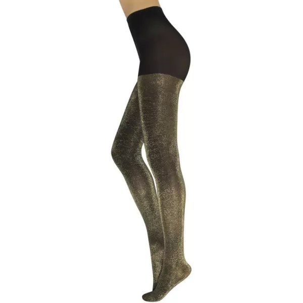 CALZITALY  Opaque Lurex Sparky Tights  Glitter Pantyhose for WomenSM  LXLBlackGold