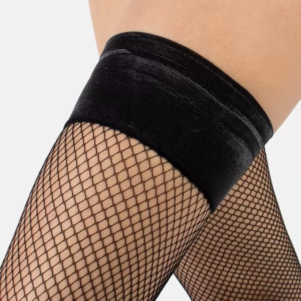 CALZITALY  Fishnet Thigh High Pantyhose Lace Top Pantyhose S ML Black Skin Italian HosieryBlackplain Band