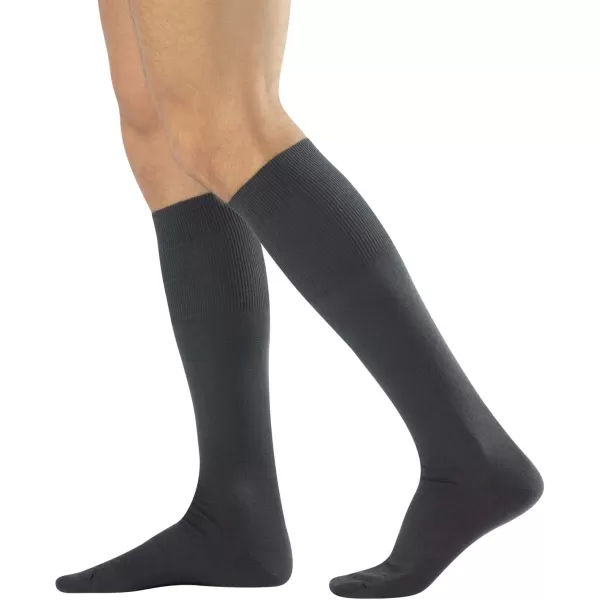 CALZITALY Two Pairs of Men Plain Rich Cotton KneeHigh Socks  7595 1012  Made in ItalyGrey