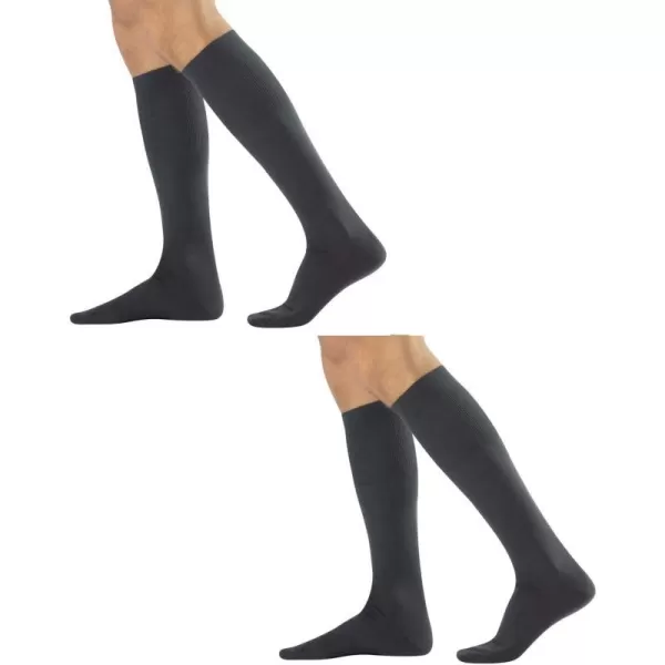 CALZITALY Two Pairs of Men Plain Rich Cotton KneeHigh Socks  7595 1012  Made in ItalyGrey