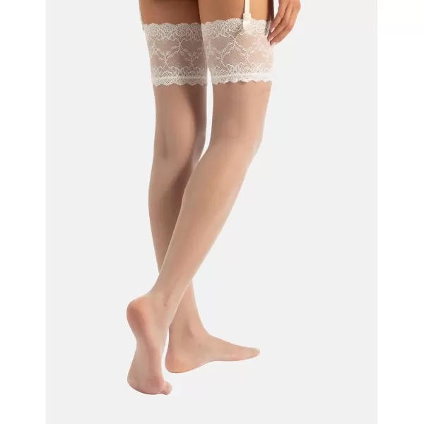 BRIDAL SUSPENDER STOCKING WITH FLORAL LACE  WEDDING THIGH HIGH  WHITE IVORY SKIN 15 DEN  ITALIAN HOSIERY BRIDAL SUSPENDER STOCKING WITH FLORAL LACE  WEDDING THIGH HIGH  WHITE IVORY SKIN 15 DEN  ITALIAN HOSIERY 