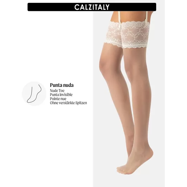 BRIDAL SUSPENDER STOCKING WITH FLORAL LACE  WEDDING THIGH HIGH  WHITE IVORY SKIN 15 DEN  ITALIAN HOSIERY BRIDAL SUSPENDER STOCKING WITH FLORAL LACE  WEDDING THIGH HIGH  WHITE IVORY SKIN 15 DEN  ITALIAN HOSIERY 