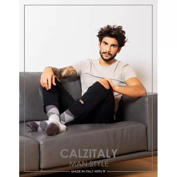 CALZITALY  2 Pairs of Men Cotton Socks  Argyle Calf Socks  Blue Grey  US 810 10512  Made in ItalyCALZITALY  2 Pairs of Men Cotton Socks  Argyle Calf Socks  Blue Grey  US 810 10512  Made in Italy