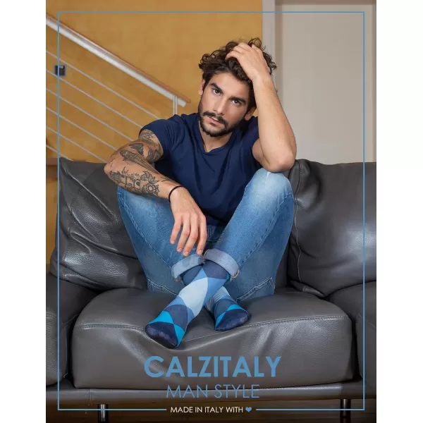 CALZITALY  2 Pairs of Men Cotton Socks  Argyle Calf Socks  Blue Grey  US 810 10512  Made in ItalyCALZITALY  2 Pairs of Men Cotton Socks  Argyle Calf Socks  Blue Grey  US 810 10512  Made in Italy