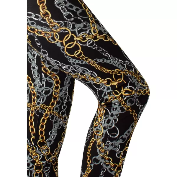 CALZITALY  Stretchy Vintage Leggings with Chains Print  Black  XS S M L XL  Made in ItalyCALZITALY  Stretchy Vintage Leggings with Chains Print  Black  XS S M L XL  Made in Italy