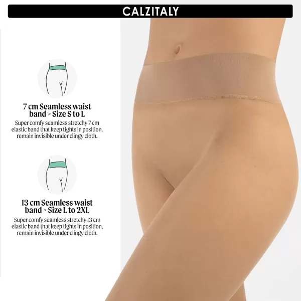 CALZITALY Seamless Sheer Tights with Comfortable Waistband 15 Dernier PantyhoseBeige