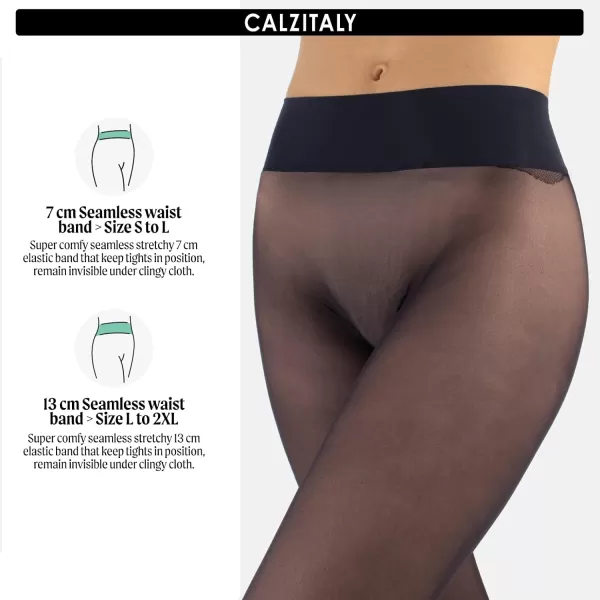 CALZITALY Seamless Sheer Tights with Comfortable Waistband 15 Dernier PantyhoseBlue