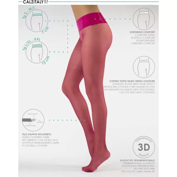 CALZITALY Seamless Sheer Tights with Comfortable Waistband 15 Dernier PantyhoseCerice Pink