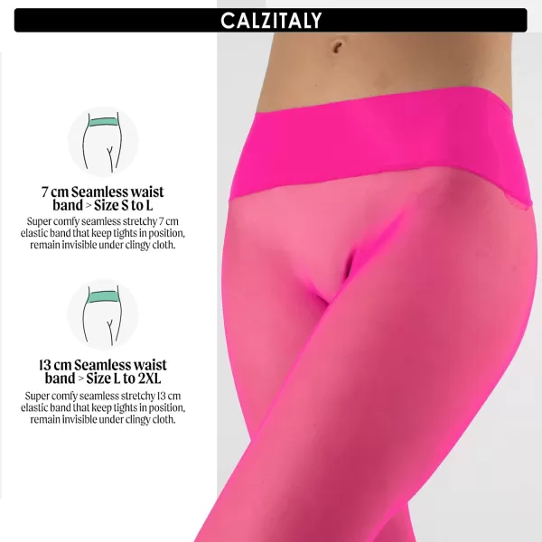 CALZITALY Seamless Sheer Tights with Comfortable Waistband 15 Dernier PantyhoseFuxia