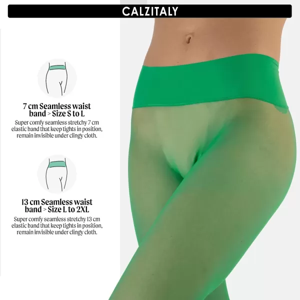 CALZITALY Seamless Sheer Tights with Comfortable Waistband 15 Dernier PantyhoseGreen Apple