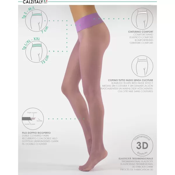 CALZITALY Seamless Sheer Tights with Comfortable Waistband 15 Dernier PantyhoseLilac