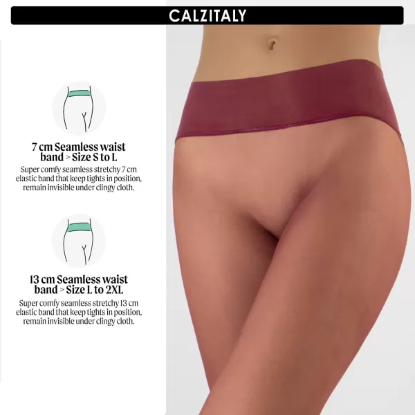 CALZITALY Seamless Sheer Tights with Comfortable Waistband 15 Dernier PantyhosePortwine