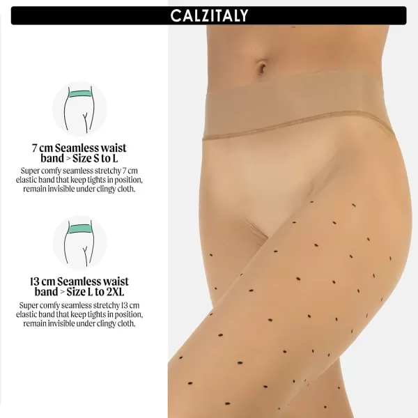 CALZITALY Seamless Sheer Tights with Comfortable Waistband 15 Dernier PantyhoseSkin Pois