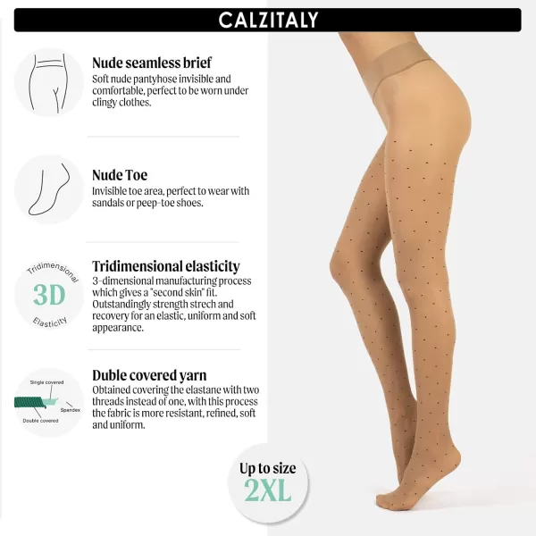 CALZITALY Seamless Sheer Tights with Comfortable Waistband 15 Dernier PantyhoseSkin Pois