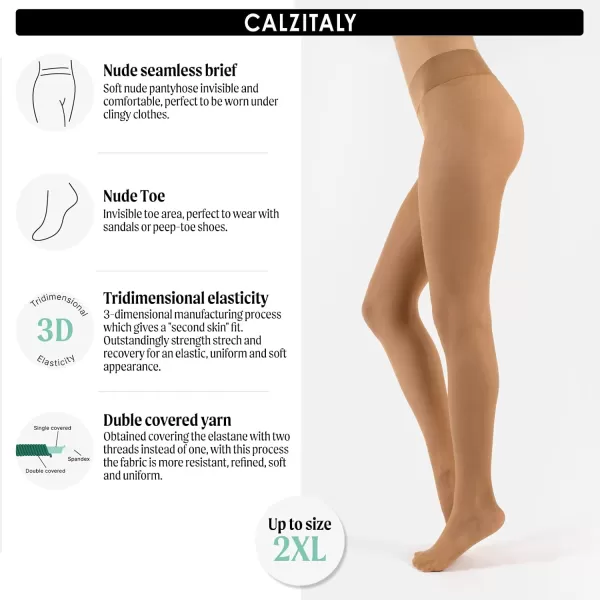 CALZITALY Seamless Sheer Tights with Comfortable Waistband 15 Dernier PantyhoseSun