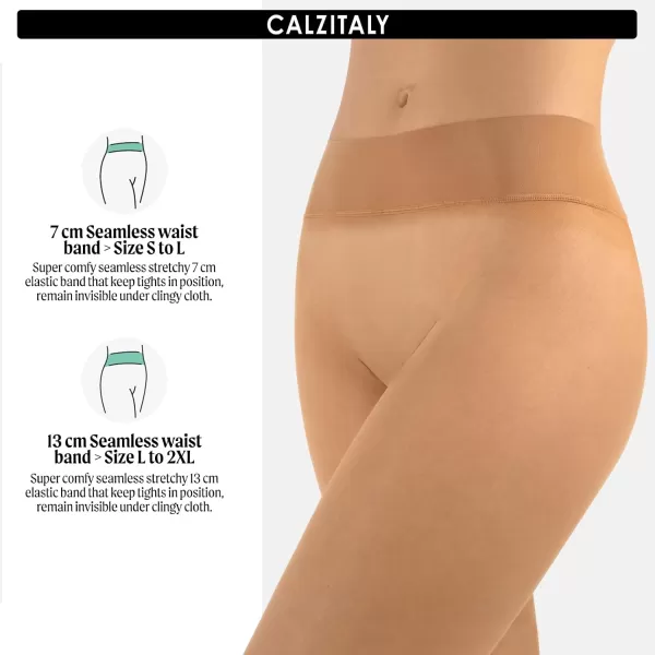 CALZITALY Seamless Sheer Tights with Comfortable Waistband 15 Dernier PantyhoseSun