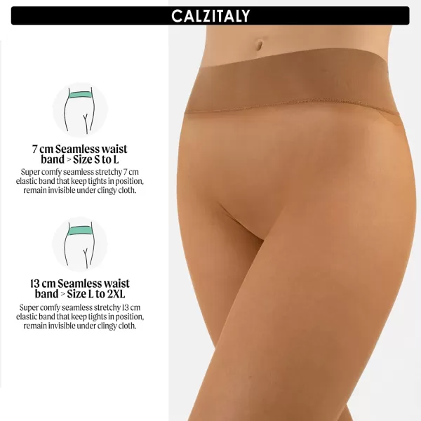 CALZITALY Seamless Sheer Tights with Comfortable Waistband 15 Dernier PantyhoseTan