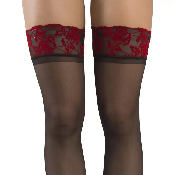 CALZITALY Sheer Hold Up  Stay Up Tights  Lace Thigh High with Velvet Red Roses  20 Den  Black  Made In ItalyCALZITALY Sheer Hold Up  Stay Up Tights  Lace Thigh High with Velvet Red Roses  20 Den  Black  Made In Italy