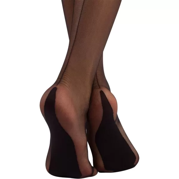 CALZITALY Sheer Hold Ups with Back Seam 15 DEN Black  S to 4XL  Made in ItalyBlack