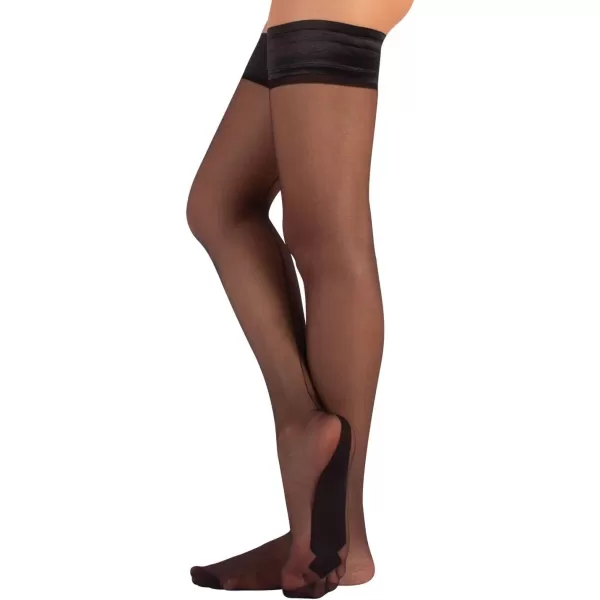 CALZITALY Sheer Hold Ups with Back Seam 15 DEN Black  S to 4XL  Made in ItalyBlack