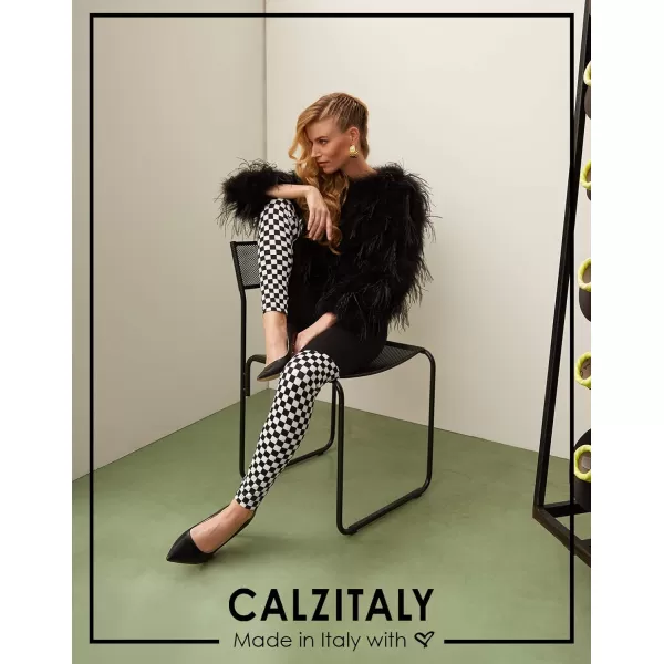 CALZITALY Stretchy Sporty Checkered Leggings  Black  XS S M L XL  Made in ItalyCALZITALY Stretchy Sporty Checkered Leggings  Black  XS S M L XL  Made in Italy