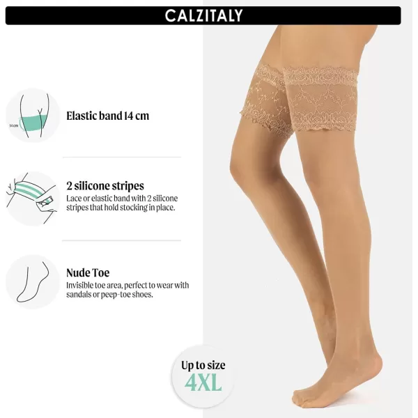 CALZITALY THIGH HIGH PANTYHOSE  WIDE LACE TOP  BRIDAL PANTYHOSE  IVORY WHITE SKIN  15 DEN  S ML  ITALIAN HOSIERYCALZITALY THIGH HIGH PANTYHOSE  WIDE LACE TOP  BRIDAL PANTYHOSE  IVORY WHITE SKIN  15 DEN  S ML  ITALIAN HOSIERY