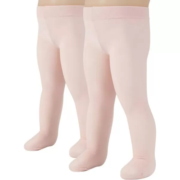 CALZITALY 2 Pairs  Baby Girl Plain Microfibre Semi Opaque Pantyhose  Newborn Pantyhose  40 Den  3 To 24 Months2 Pairs Pink