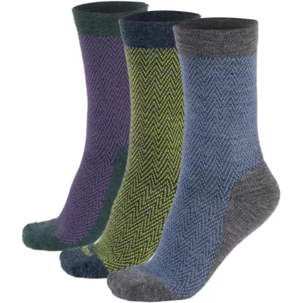 CALZITALY 3 Pairs of Merino Wool Crew Socks with Zig Zag  Bordeaux Green Blue  Men 3512 Women 511  Made in ItalyBlackblueteal