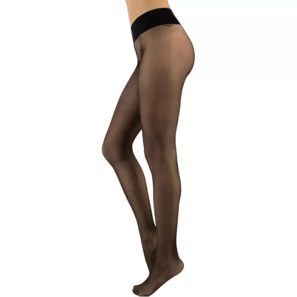 CALZITALY Seamless Sheer Tights with Comfortable Waistband 15 Dernier PantyhoseBlack