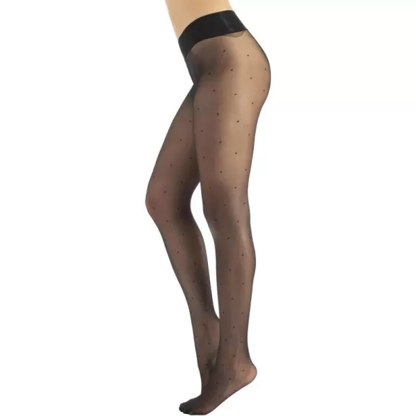 CALZITALY Seamless Sheer Tights with Comfortable Waistband 15 Dernier PantyhoseBlack Pois