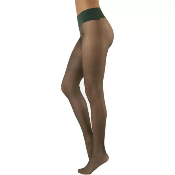 CALZITALY Seamless Sheer Tights with Comfortable Waistband 15 Dernier PantyhoseVerde Bosco