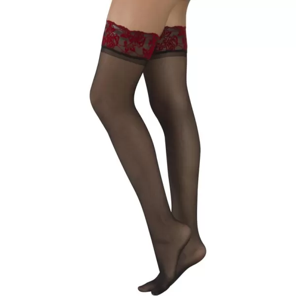 CALZITALY Sheer Hold Up  Stay Up Tights  Lace Thigh High with Velvet Red Roses  20 Den  Black  Made In ItalyCALZITALY Sheer Hold Up  Stay Up Tights  Lace Thigh High with Velvet Red Roses  20 Den  Black  Made In Italy