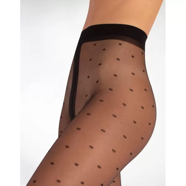 DOT PANTYHOSE  SHEER SPOTTY TIGHTS  20 DEN  BLACK  ITALIAN HOSIERY 