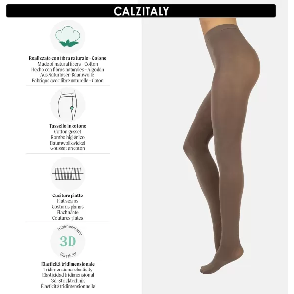 imageCALZITALY Cotton Tights  Soft ampamp Warm Winter Pantyhose  100 Den  S M L Xl  Made In Italy Beige